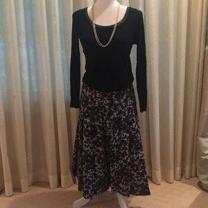 Inverted-pleat floral skirt